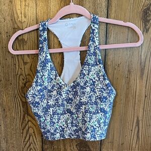 Aerie Floral Blue and White Tank